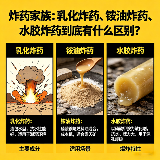 长宁炸药家族：乳化炸药、铵油炸药、水胶炸药到底有什么区别？